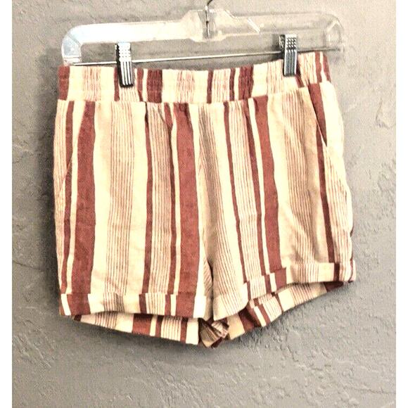 CLEARANCE Women Shorts Linen Blend Pull on SZ SM Forever 21 Elastic Beach Sport - Picture 1 of 5